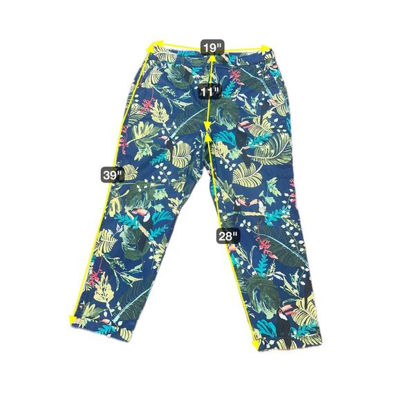 Chino Ankle Hawaiian Toucan Pants Womens Blue Cotton Blend Cuff Ladies. SZ-2.5 - Picture 7 of 7